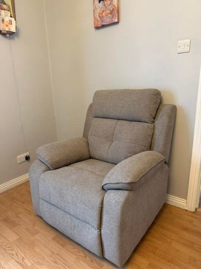 Hailey Biege & Slate Grey Fabric Recliner Sofa Set