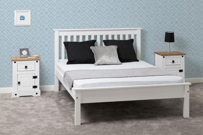 Monaco 4'6" Bed Low Foot End in White And Antique Pine