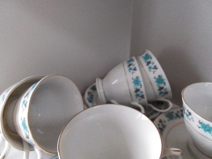 Six China Cups & Saucers