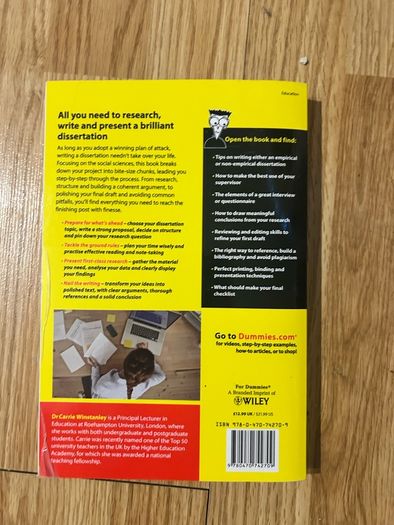 Writing a Dissertation For Dummies by Dr Carrie Winstanley