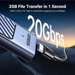 Ugreen 20gbps Nvme M.2 Ssd Enclosure Usb-c 3.2 Gen2x2 Uasp/trim M/m+b Key 2230/2242/2260/2280