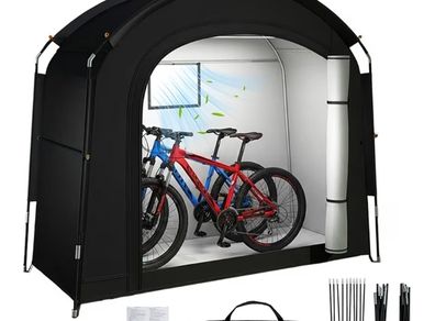 Bike Shed for 1 2 Bikes, 200 80 165cm Shed and Outdoor Storage  Portable 210D Oxford,Waterproof Anti-UV Cover Shelter Bike Storage with Ventilated Window for Garden Tool,Mower,Toys, Bicycle