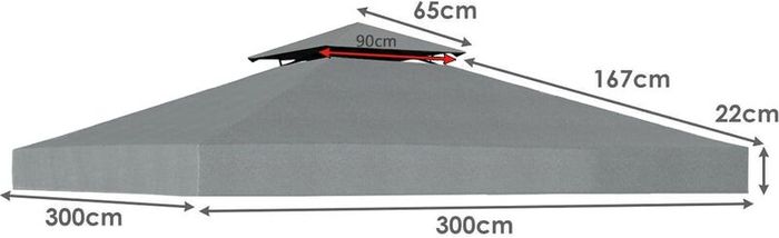 Gazebo 3 x 3m Canopy Replacement Cover,2-Tier Roof Top Covers