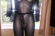 Black net jumpsuit/body stocking fits sizes UK8-14 EU36-42 Postage included