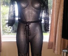 Black net jumpsuit/body stocking fits sizes UK8-14 EU36-42 Postage included