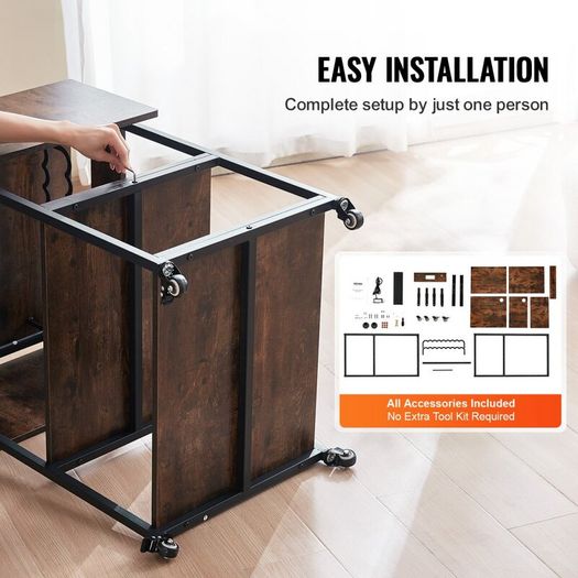 Heat Press Table 3Tier Movable Heat Press Stand Foldable with Wheels Brown