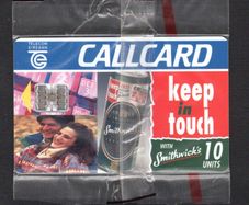 1995 Ireland 10 unit Smithwicks beer /Irish Ale, "Keep in touch with Smithwick's" (Schlumberger SC7) Call Card Mint in Packaging. Telecom Eireann Card Number 1103