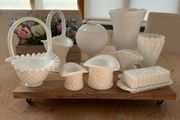 Collection of vintage milk glass