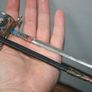 Vintage Miniature Toledo Damascene Sword Letter Opener 1960's Brass and Steel - 9" Image 4