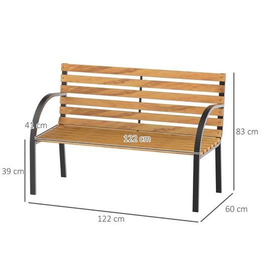 Garden Bench, 122Lx60Wx80H cm-Steel/Wood (FREE POSTAGE)