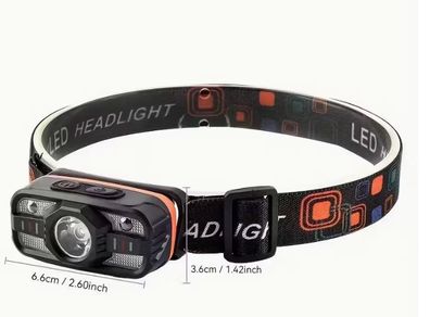 Super Rechargeable Outdoor LED Headlights, 6 Lighting Modes COB Rechargeable Head Mounted Lights, IPX7night Fishing Headlights
