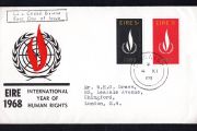 1968 Ireland International Human Rights Year Commemorative Stamps Illustrated addressed First Day Cover (FDC) with Corcaigh (Cork) cancel