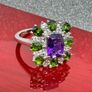 African Amethyst, Natural Chrome Diopside & White Zircon Ring Image 4
