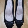Black Leather Kitten Heel Clarks Shoes Size 5 Image 2