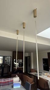 Linear LED drop pendant light.