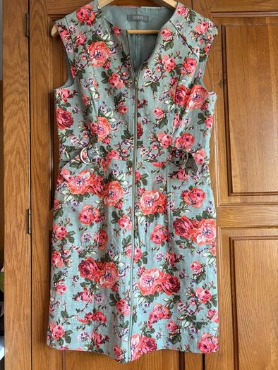 Oasis sage and coral dress