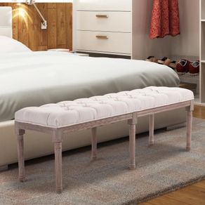 NEW SALE | Cushioned Dining Bench 56 inch Chic Button Tufted 3 Person Stool Bench Bedside Seat End Hallway Linen