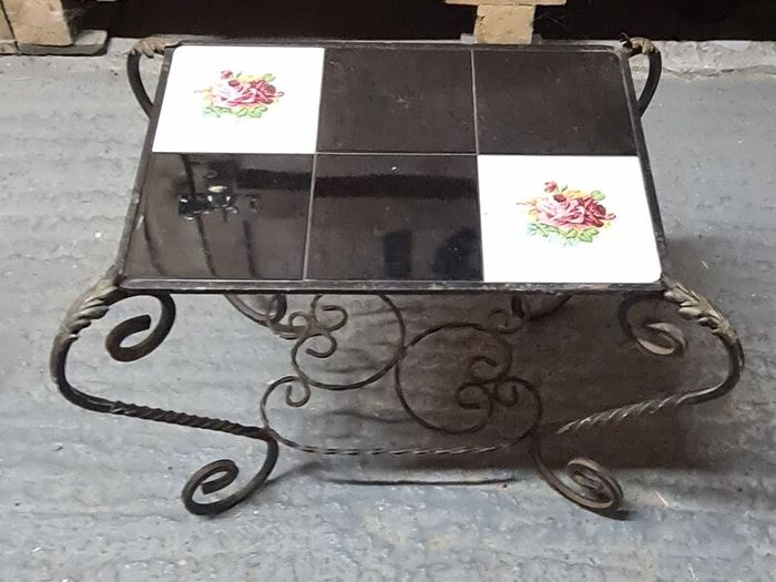 Vintage Wrought Iron Coffee Table / Garden Plant Stand