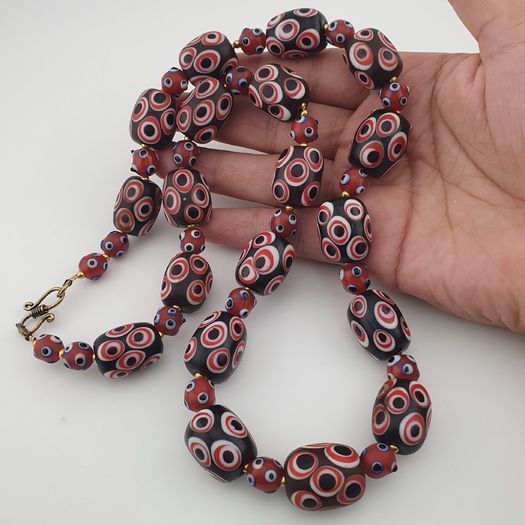 Antique Venetian Style Eyes Glass Big Beads Necklace