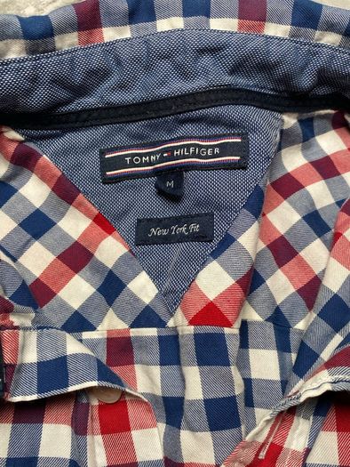 Tommy Hilfiger New York Fit Mens Red/Blue/White Check Long Sleeve Shirt Medium