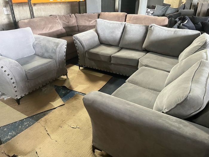 Grey corner sofa + matching armchair