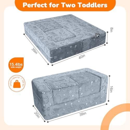 Kids Sofa Bed Toddler Armchair Couch, Glow Dinosaur