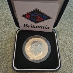1998 British 1 oz Silver Britannia coin featuring the iconic standing Britannia design by Philip Nathan.