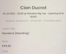 Tickets to Cian Ducrot in Galway.