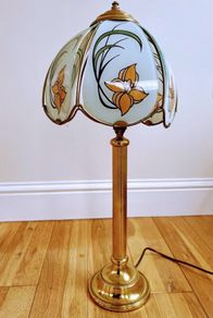 Vintage brass lamp with a Hollywood shade