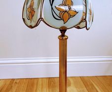 Vintage brass lamp with a Hollywood shade