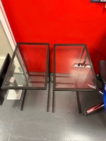 Stand, black/glass, 35x65 cm