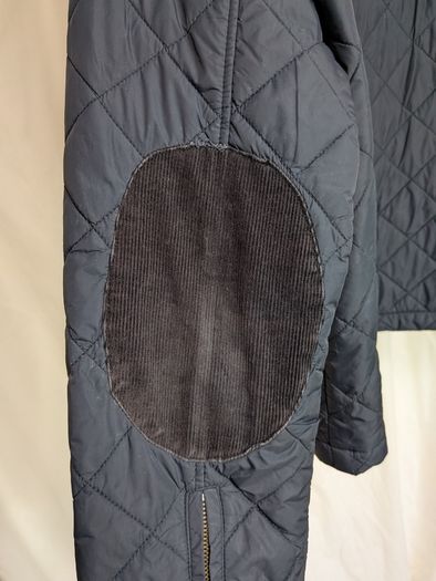 French Connection Mens Navy Quilted Jacket Size M Corduroy Elbow Patches FCUK