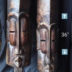 Wooden Hand Carved African Masks & Statues X8