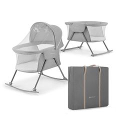 Kinderkraft Baby Crib 3 in 1 LOVI, Cradle, Travel Cot, Rocker
