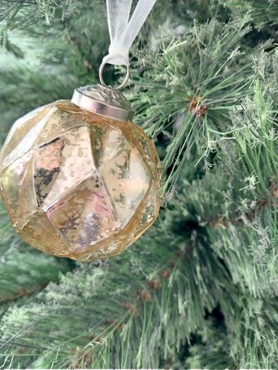 Box of x12 Gold Speckle Geometric Style Glass Christmas Baubles
