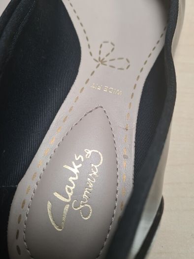 womens CLARKS Somerset Black leather ballerina flats shoes pumps Size UK 4.5 wide fit EU 37.5