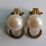 Vintage 60's Faux Pearl Rhinestone Earrings Image 4