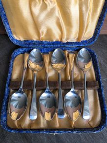 Vintage Set Of 6 Nickel Silver Teaspoons