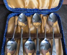 Vintage Set Of 6 Nickel Silver Teaspoons