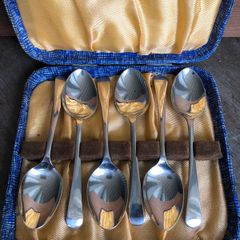 Vintage Set Of 6 Nickel Silver Teaspoons