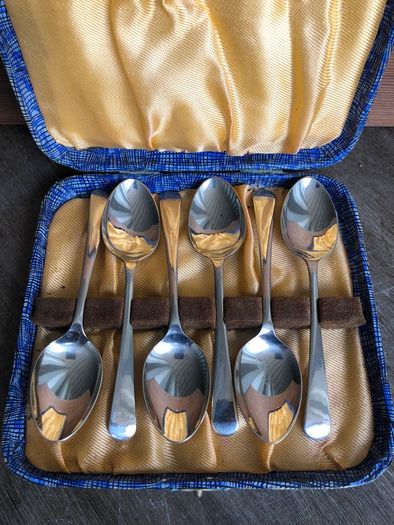 Vintage Set Of 6 Nickel Silver Teaspoons