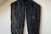 Silk Velvet Devore Striped Scarf Burnout Evening Shawl Wrap Gold Green Black
