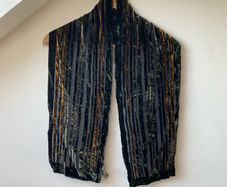 Silk Velvet Devore Striped Scarf Burnout Evening Shawl Wrap Gold Green Black