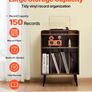 Record Player Stand with LED Light, 3 Tiers Turntable Stand with Charging Station & USB Ports Image 6