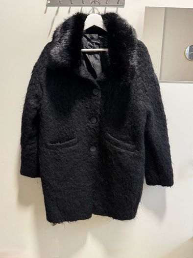 S Italy wool and mohair coat black