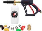 Tool Daily Short Pressure Washer Gun with Foam Cannon, 1/4 Inch Quick Connector, with 5 Pressure Washer Nozzle Tips, 1 Liter