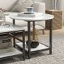 Coffee table set, 2 side tables, marble-look, adjustable feet, steel, Black White Image 4