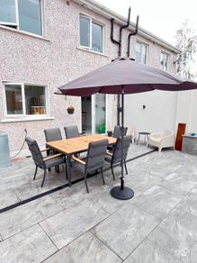 Complete Outdoor Garden Dining Set - Table, 6 Chairs, Parasol & Cover