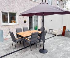 Complete Outdoor Garden Dining Set - Table, 6 Chairs, Parasol & Cover
