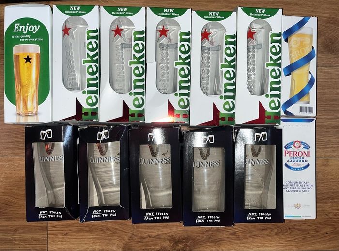 Birra Moretti Sale di mare guinness Pint Glass Beer Limited edition Heineken Stella Bavaria Pint Glasses Beer Heineken carlsberg Pint beer Glass brand new with box
